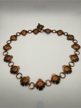 Vintage Southwestern Solid Copper Thunderbird Link Necklace - Women Jewelry